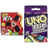 Mattel Games HCC21 - UNO Triple Play Kartenspiel, Spielzeug ab 7 Jahren & GDR44 - UNO Flip Kartenspiel, deutsche Sprachversion, Spielzeug ab 7 Jahren