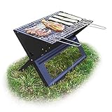 Relaxdays Klappgrill, mit Kohle- und Grillrost, klappbarer Faltgrill, Picknick und Camping, HBT 30x45,5x30cm, schwarz