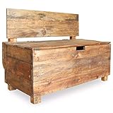 Gecheer Holz Aufbewahrungsbank mit Lehne, 2-Sitzer Retro Sitztruhe Holzbank Sitzbank mit Stauraum, Schlafzimmer Essbank Holz Gartenbank Parkbank 86 x 40 x 60 cm