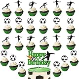 HCRXVV Tortenaufleger fussball 31pcs Sport Tortendeko Fußball Torten Deko für Cupcake, Grün Cake Topper,für Jungs Fußball Sport Party kindergeburtstag Dekoration ,Kuchendeko Fussball Geburtstag