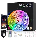 LED Strip 5M, Romwish RGB SMD 5050 Bluetooth Musik Sync LED Streifen LED Lichtband,APP Steuerung und 44 Tasten Fernbedienung für Haus, Küche, Party, TV, Dekoration