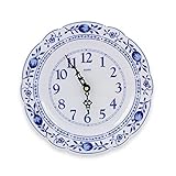 Eschenbach Porzellan Group Romantika Zwiebelmuster Wanduhr Durchmesser 24 cm, Porzellan, 1 x 1 x 1 cm