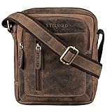 STILORD 'Jamie' Herren Ledertasche Umhängetasche klein Vintage Messenger Bag Herrenhandtasche für 9.7 Zoll iPad Moderne Leder Schultertasche für Männer, Farbe:Calais - braun