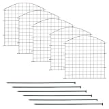 Edaygo Teichzaun Gartenzaun Gitterzaun, Oberbogen, Sparset, 11-teilig, 5 Zaunelemente, 6 Befestigungsstäbe, Metall Rostfrei, Grün, Länge 3,75 m