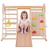 ZUKETANG Spielturm, 7 in 1 Kletterdreieck Spielturm-Set Aus Holz Mit Rutsche Und Kletterwand Für Drinnen/draußen, Spielzeug Für Kleinkinder Ab 3 Jahren, Belastung 50 Kg