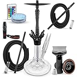 Shisha Set Komplett XXL Paket - Shisha 4 Anschlüsse mit grandiosem Durchzug & angenehmen Rauchverhalten - Edle Wasserpfeife 82cm aus eloxiertem Alu + Klick System inkl Premium Shisha Zubehör