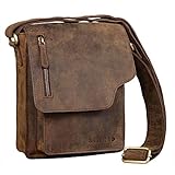 STILORD 'Pete' Umhängetasche Leder klein Männer Schultertasche Vintage Messenger Bag Herren 8,4 Zoll Tablettasche echtes Leder, Farbe:Colorado - braun