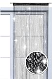 Faden-Vorhang Glitzer-Vorhang 90x245 cm - schwarz-Silber glänzender Deko Schal transparent halbtransparent Weihnachten