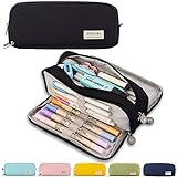 Federmäppchen Federtaschen Teenager Mädchen Mäppchen Etui Stifte 3 Fach, Große Kapazität Pencil Case für Schule & Büro (Schwarz)