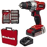 Einhell Akku-Bohrschrauber TE-CD 18/2 Li +39 (1x2,5Ah) Power X-Change (Li-Ion, 18 V, 44 Nm, 2-Gang-Getriebe, inkl. 2,5 Ah Akku, Schnellladegerät und 39-tlg. Zubehör-Set) Rot/Schwarz