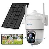 Überwachungskamera Aussen Akku mit Solarpanel, Unilook 100% Kabellose 1080P PTZ WLAN IP Kamera Outdoor, 355°/90° Schwenkbar, Farbige Nachtsicht mit Spotlight, 2-Wege-Audio, SD/Cloud-Speicher, IP66