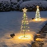 PKKP Weihnachtsbeleuchtung Solar Außen, 64CM Solar Lichterkette Weihnachtsbaum Metall Spiral, IP65 Wasserdicht Weihnachtsdeko Aussen mit 3 Modi für Garten, Bäume, Terrasse, Hochzeit