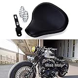 Schwarz Motorrad Leder Solo Sitz mit 3 Zoll Feder Halterung Kit für Chopper Sportster Bobber