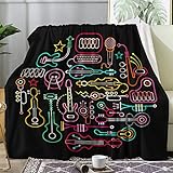 Musik Kuscheldecke 150x200 cm - XL - Bunt Decke, Weich und Warm Winterdecken, für Sofa Couch Wohnzimmer, Flanell Couchdecke, Antistatisch Wohndecke für Kinder Erwachsene