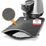 Heimwert Katzenklo Matte Katzenstreu Katzenmatte - Nur für die beste Fellnase - Wasserdichter Premium Vorleger für die Katzentoilette I Katzen Katzenstreu Teppich Katze Klo cat litter mat (76*61cm)