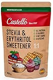 Stevia und Erythrit Kristallzucker 1:1 - 100% Natürlicher Zuckerersatz - GVO-frei - 0 Glykämischer Index - Keto und Paleo - Castello since 1907 - 850 g (1g = 1g Zucker (1:1))