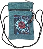 GURU SHOP Boho Brustbeutel, Passporttasche - Petrol, Herren/Damen, Blau, Baumwolle, Size:One Size, 18x12x1 cm, Alternative Umhängetasche, Handtasche aus Stoff