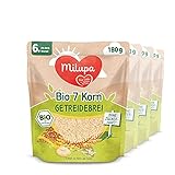 Milupa Bio 7 Korn Getreidebrei, ohne Zuckerzusatz, 4 x 180g