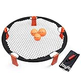 joyionic Roundnet Set, 3 Bälle, Rundnetz, Ballpumpe & Tragetasche, Schwarz & Orange, Ø 91 cm, Höhe 20 cm, für Anfänger & Profis