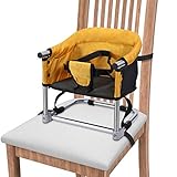 Portable Boostersitz Baby Sitzerhöhung Hochstuhl Faltbar Kindersitz mit Transporttasche für Indoor Outdoor und Unterwegs(Gelb)