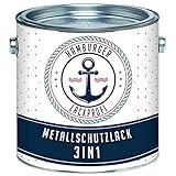 Metallschutzlack 3in1 SEIDENMATT Signalgrau RAL 7004 Grau Metallschutzfarbe 3-in-1 Grundierung, Rostschutz und Deckanstrich in Einem Metalllack Metallfarbe // Hamburger Lack-Profi (2,5 L)