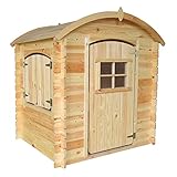 TIMBELA Kinderspielhaus aus Holz OHNE BÖDEN - Spielhaus im Freien für Kinder - B112xL146xH145 cm/1,1m2 Gartenspielhaus - Garten-Sommerhaus für Kinder M505-1