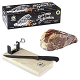 RAMOS Premium Serrano-Schinken | 1kg im Geschenkkarton | Schinkenbrett und -messer gratis | Oro reserva aus Toledo