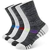 Amazon Brand - HIKARO Damen Sportsocken Dicke Atmungsaktive Baumwolle Wandersocken Blasenhemmend Feuchtigkeitsableitende Trekkingsocken 5 Paar