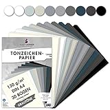 MarpaJansen Tonzeichenpapier Grautöne Mix, 10 Farben, DIN A4, 30 Bogen, 130 g/qm