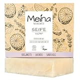 Meina Naturkosmetik - Bio Sandelholz Seife, Naturseife für trockene Haut mit Lavendel ohne Palmöl, Zertifiziert, Vegan, Nachhaltig, Handgemacht, Wie ein festes Duschgel - 100g