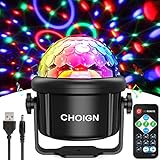 Discokugel, CHOIGN Disco Licht LED Party Licht Musikgesteuert Disco DJ party lampe 360° Rotierende Ball Lights Mehrere Modi party deko mit Fernbedienung und USB Kabel für Home, Party, Weihnachten, KTV