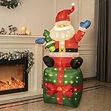 DELICHTER Weihnachtsdeko 180CM Aufblasbar Weihnachtsmann Beleuchtet Weihnachten Geschenk Deko für Innen, außen, Hof, Garten, Freien