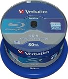 Verbatim BD-R SL Datalife Blu-ray Rohlinge, 25 GB, Blu-ray-Disc mit 6-facher Schreibgeschwindigkeit, mit Kratzschutz, Blu-ray-Disks für Video- und Audiodateien, 50er-Pack Spindel