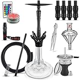 Shisha Set Komplett Paket - Shisha 4 Anschlüsse mit grandiosem Durchzug & angenehmen Rauchverhalten - Edle Wasserpfeife 82cm aus eloxiertem Alu + Klick System inkl Premium Shisha Zubehör