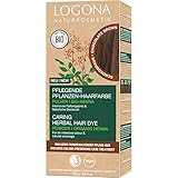 LOGONA Naturkosmetik Pflegende pflanzliche Haarfarbe, Veganes Haarfarbe-Pulver mit Bio-Henna für intensive Farbe und Glanz, Pflanzenhaarfarbe in Schokobraun (Braun), 1 x 100g