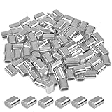 100 Stk Aluminiumhülse Ovale, Pressklemme aus Aluminium, Oval Alu Klemme Drahtseilklemmen, Presshülsen Seilklemme für Kabel Seile (3 mm)