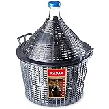 KADAX Glasballon, Gärballon mit Kunststoffkorb, Gummistopfen, schmale Öffnung, Weinballon, Flasche, Glasflasche, Gallone, Gärbehälter, Glasgärballon, Gäreimer (20L)