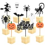 Halloween Kuchenaufsätze , 100 Stück Halloween Cupcake Topper Halloween Kuchendeko Frucht Picks Kuchen Dekoration Halloween Papier Cupcake Topper für Tortenstecker Kinder Party Themen Party (100PCS)