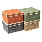 BrilliantJo Aufbewahrungsboxen mit Deckel, Faltbarer Aufbewahrungskorb für Kleidung mit Griff für Spielzeug, Bücher, Schrank, Schlafzimmer, Zuhause, 4-Farben-Set 33,5 * 31,75 * 17,5 cm