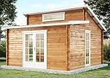 Alpholz Gartenhaus Lausitz-40 aus Massiv-Holz | Gerätehaus mit 40 mm Wandstärke | Garten Blockhaus inklusive Montagematerial | Geräteschuppen Größe: 420 x 420 cm | Pultdach