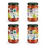 Just Spices Pastasauce Gemischtes 4er-Pack I 4 x 280g Tomatensauce für Nudeln I 2x Pomodoro, 1x Funghi Porcini, 1x Verdure