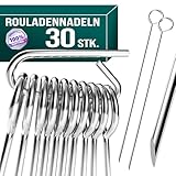 4happy Rouladennadeln, 30 Stück im Set - Rouladenspieße mit Griff und scharfer Spitze, Rouladennadeln Edelstahl rostfrei ersetzen Rouladenklammern, Länge 10 cm