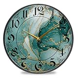 MNSRUU Acryl-Wanduhr Tidewater Grüner Marmor Runde Wanduhren für Wohnzimmer Modern Nicht Ticken Leise Küchenuhren Dekorativ 11,9 Zoll