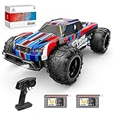 DEERC Ferngesteuertes 1:20 Maßstab RC Auto mit LED Lichtern und 2 Batterien, 4WD Off Road Monster Truck für Kinder mit 2.4Ghz Fernsteuerung, 50 Minuten Spielzeit, Geschenk für Jungen Mädchen(8600E)