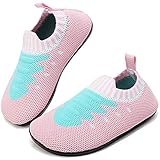 Kinder Hausschuhe Jungen Mädchen Hüttenschuhe Baby unisex Pantoffeln Bequem Leicht Rutschfeste Kleinkinder Lauflernschuhe (Pink/Cyan,29 EU)