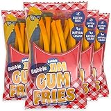 Kaugummi-Pommes Bubble Gum Fries, lange Pommes Frites Kaugummi mit Tutti Frutti Geschmack, glutenfrei, natürliche Farbstoffe (4er Pack (4 x 60g))