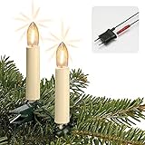 Hellum Lichterkette innen Weihnachtsbaum-beleuchtung Made-in-Germany, 1330cm Lichterkette Weihnachtsten, 20 Lichter Kleinschaftkerzen Lichterkette mit Stecker mit Clip, Kabel grün 814019