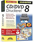 CD/DVD Druckerei 8 inkl. 30 CD/DVD Etiketten Gratis - CD/DVD und Blu-ray Covers gestalten - Für Windows 10 / 8.1 / 8 / 7