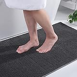 Homaxy Chenille Badezimmerteppich rutschfeste Badematte Waschbar Badteppich Weich Chenille Badvorleger Saugfähige Duschvorleger für Badezimmer - 60x120 cm, Dunkelgrau