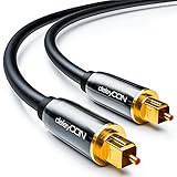 deleyCON 2m Optisches Digital Audio Kabel - S/PDIF - 2x Toslink Stecker - LWL Lichtwellenleiter Kabel Metallstecker 5mm Flexibel - Schwarz